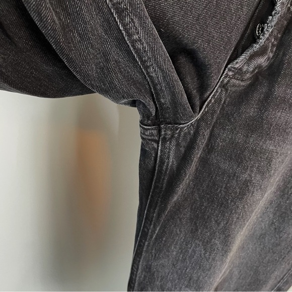 AGOLDE Lana Straight High Rise Button Fly Jeans Black Distressed - Picture 7 of 12